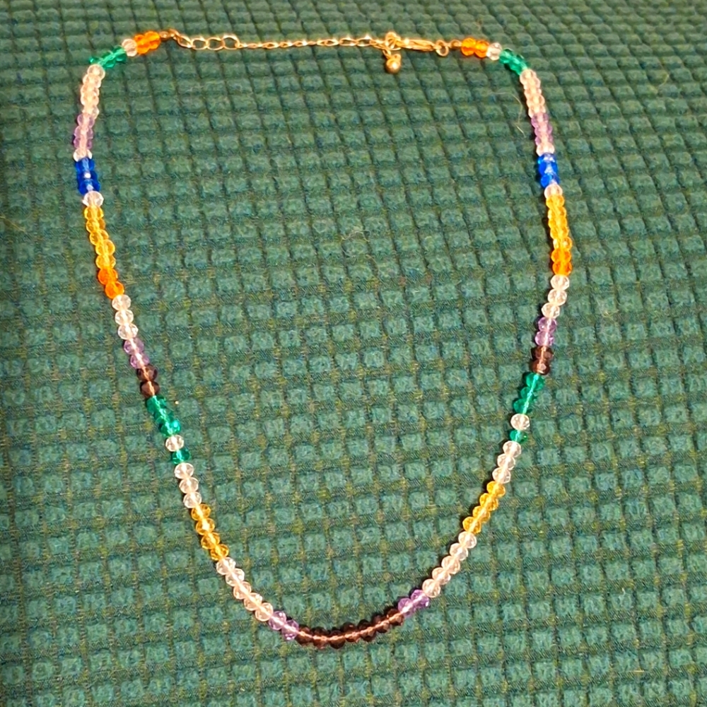 Rainbow crystal collar necklace